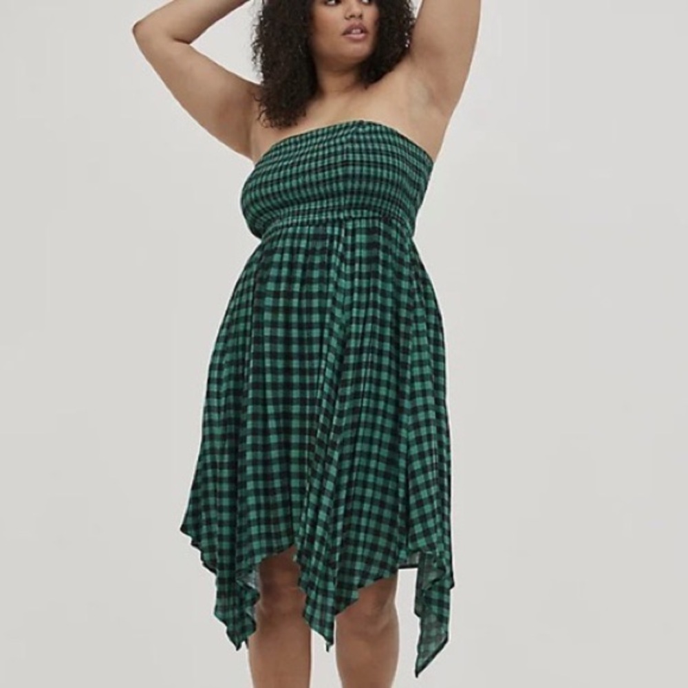 Torrid Hanky Hem Gingham Tube Top dress Size 4x